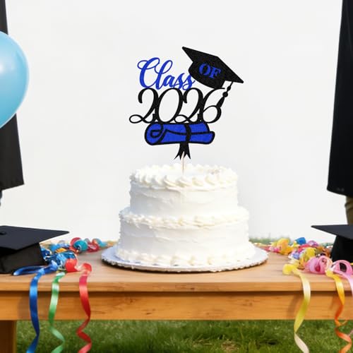 Glitter Graduation Cake Topper 2026 - Congrats Grad Decor