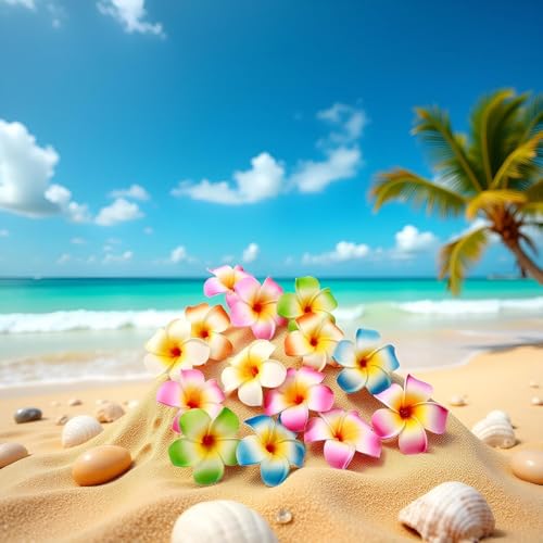 10-Piece Hawaiian Plumeria Flower Hair Clips 7cm Tropical Barrettes