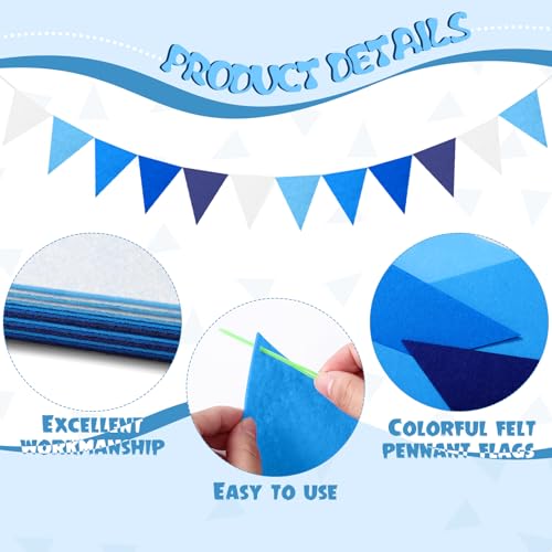 Irenare Blue Pom Pom Garland - 4 Pcs, 9.8 ft Classroom Decor