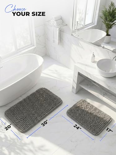 Utopia Home Non-Slip Microfiber Bath Rug 17x24 Inch - Grey