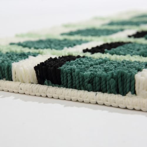 Greenjin Checkered Bath Mat, 16x24 Inch Non-Slip Microfiber Rug