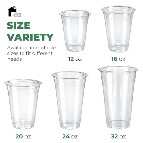 EconoHome 16oz Clear PET Disposable Plastic Cups - 50 Pack