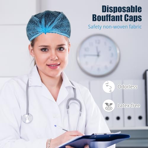 Disposable Hair Nets - 10 Pack Bouffant Caps for Food Service
