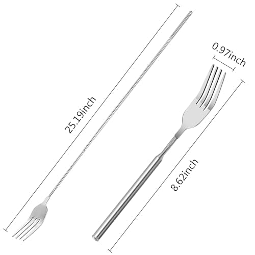 Nwstar 2PCS Extendable Stainless Steel Forks - Telescopic BBQ & Dinner Forks (8.7 to 25.4in)