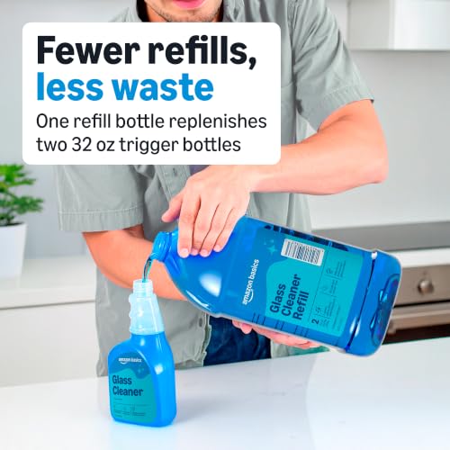 Amazon Basics Glass Cleaner Refill 67.6 Fl Oz - Streak-Free, Eco-Friendly, Cleans Windows & Mirrors