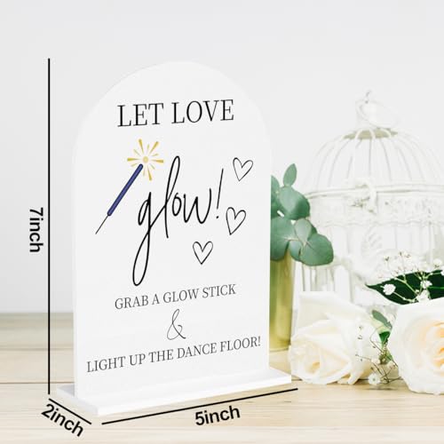 Wedding Glow Sticks Acrylic Sign, 5x7 Inch Table Decor for Dance Floor