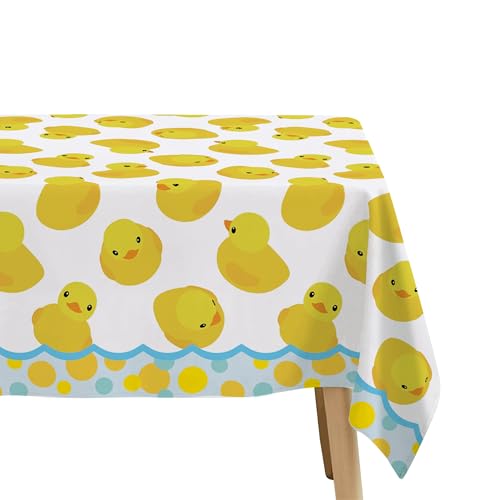 Rubber Duck Tablecloth Set - 3 Disposable Birthday Decorations