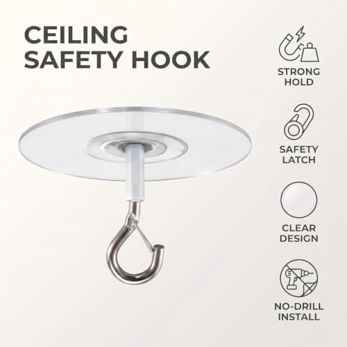 Seadiquiet 2-Pack Adhesive Ceiling Hooks Waterproof Sticky Hanging Hooks