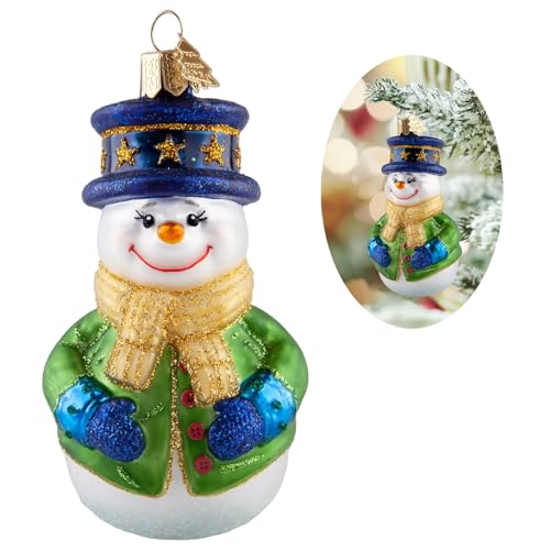 Hand-Blown Glass Snowman Christmas Ornament - Festive Tree Decoration