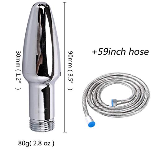 Professional Shower Enema Cleaning System with 59 Inch Hose - Silver