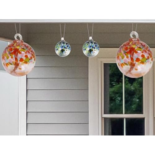Dale Tiffany Hand Blown Glass, 4" Diameter Blush, Tree of Life Collection, Witch Globe Hanging Garden Indoor/Outdoor Decorative Ornament Gazing Ball