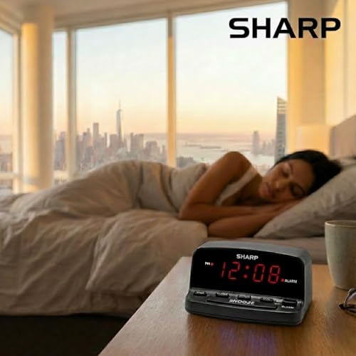 Sharp Digital Alarm Clock, Red LED Display with Battery Back-up (Pack of 4)