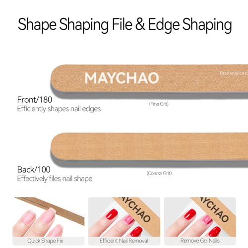 MAYCHAO 7-Piece Nail File and Buffer Set - Professional Emery Boards and Shine Kit for Natural, Acrylic, and Gel Nails