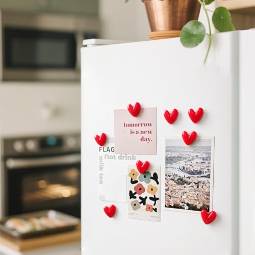 12PCS Heart-Shaped Refrigerator Magnets Set - Cute Red Decor