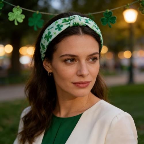 St. Patrick's Day Shamrock Knot Headband Green Hair Accessory