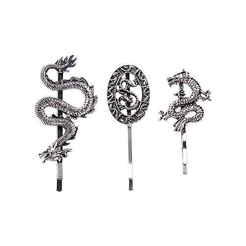 Vintage Dragon Hair Clips Set, 6 Pcs Metal Punk Hairpins for Women