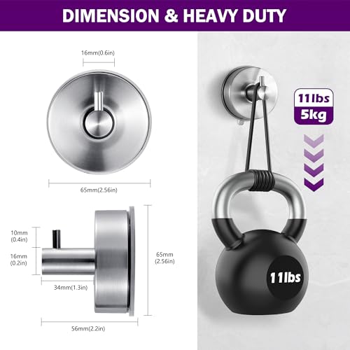 JOMOLA Stainless Steel Shower Hooks - No Drill Suction Cup (2-Pack)