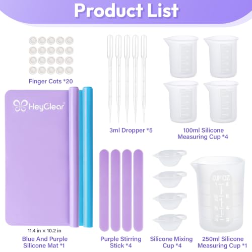 HeyClear Silicone Measuring Cup Kit for Epoxy Resin - 250ml & 100ml Set