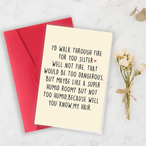 Funny Sister Birthday Card with Envelope - Humorous Gift from Sister