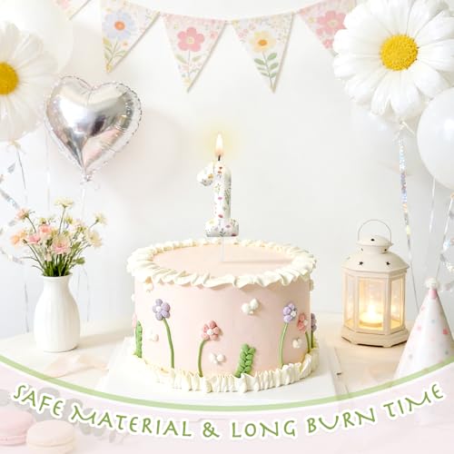 HCCYENLAN Wildflower Number Candles - Floral Cake Topper for Spring Parties (1)