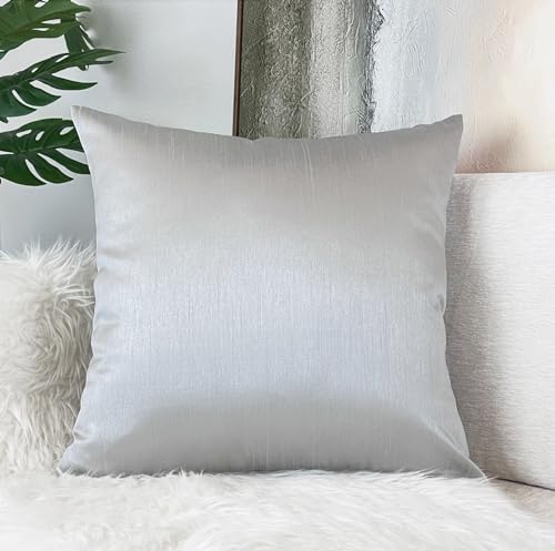 Aiking Home 18x18 Inch Faux Silk Decorative Pillow Cover Silver - Pack of 1