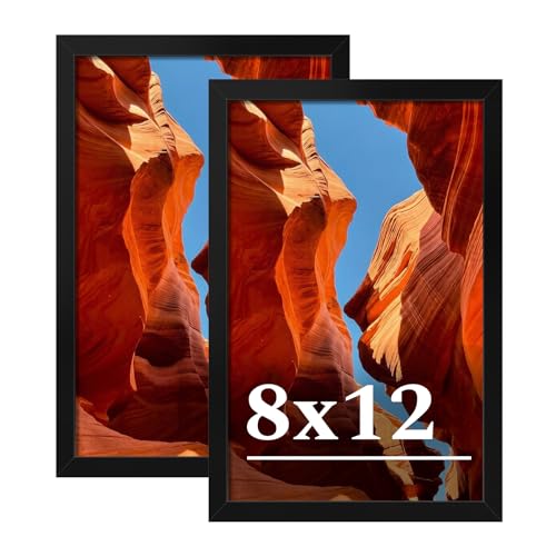 8x12 Black Picture Frame Set of 2 with HD Plexiglass