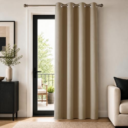 Deconovo Blackout Curtain 42"W x 63"L Khaki Room Darkening Panel for Living Room