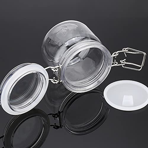 Lokusel 10oz PET Plastic Storage Jars with Airtight Hinged Lids - 2 Pack