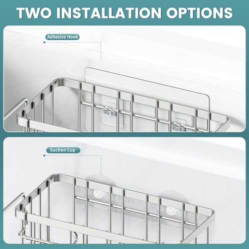 4-in-1 Silver Sponge Holder for Kitchen Sink - Sink Caddy Organizer