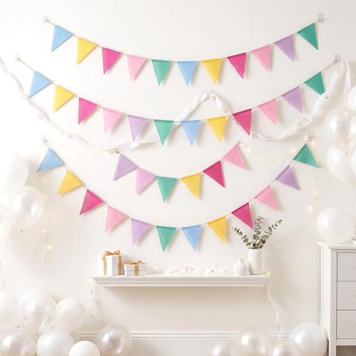 48PCS Colorful Pennant Banner Flags with Jute String for Parties & Events