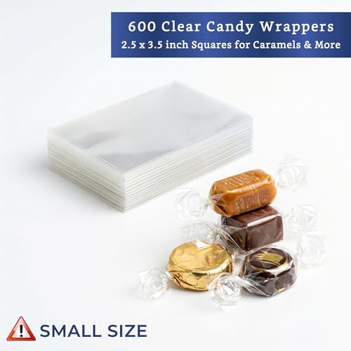 Fiesta Wraps 600-Pack Clear Cellophane Candy Wrappers, 2.5 x 3.5 Inch