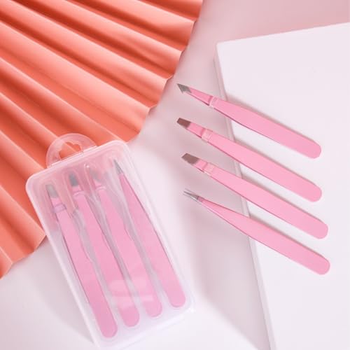 BRHEMA 4-Piece Professional Eyebrow Tweezers Set with Precision Tips