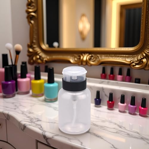 Transparent 210ml Nail Polish Remover Pump Dispenser Bottle