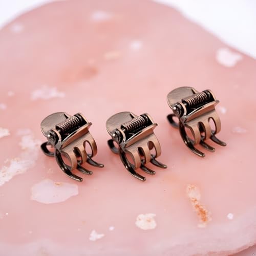 ZGLUZP 5-Pack Bronze Mini Metal Hair Claw Clips for Side Bangs Styling