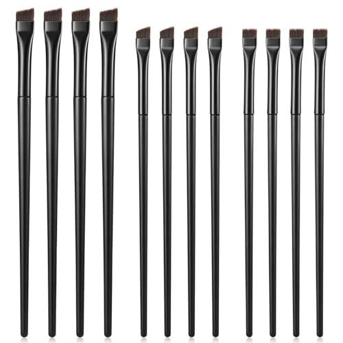 Aphumedc 12-Piece Eyeliner and Brow Brush Set - Angled Brushes