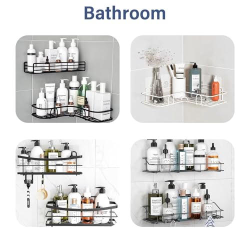 YOLOPLUS+ 8 Pack Adhesive Shower Caddy Hooks - Strong & Waterproof
