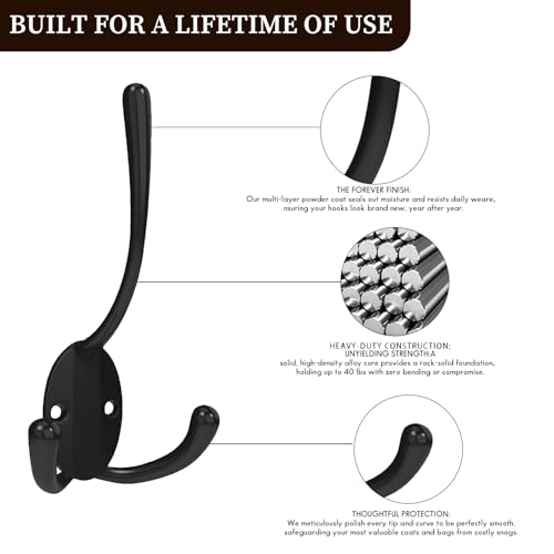 Heavy Duty Coat Hooks - 10 Pack Metal Wall Hooks for Hanging
