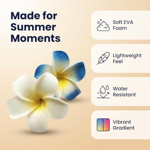 2Pcs 7cm Hawaiian Plumeria Flower Hair Clips White Blue Beach Accessories