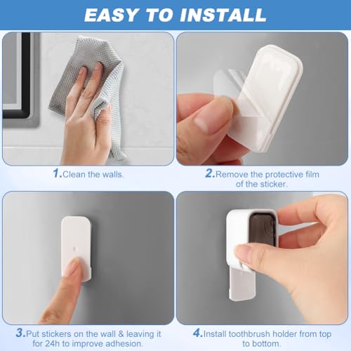 3-Pack Wall-Mounted Toothbrush Holders - No Drill Bathroom Organizer