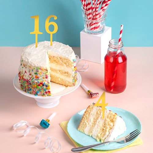 IANFAN 20 Pcs Gold Acrylic Number Cake Toppers 0-9 Birthday Cupcake Decor