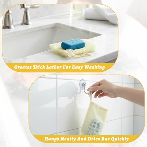 Abeillo 6 Pack Mesh Soap Bags Exfoliating Bar Soap Pouches with Drawstring