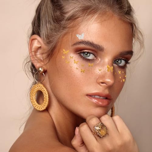 KWOLYKIM Glitter Freckles Face Tattoo & Gemstone Stickers Set