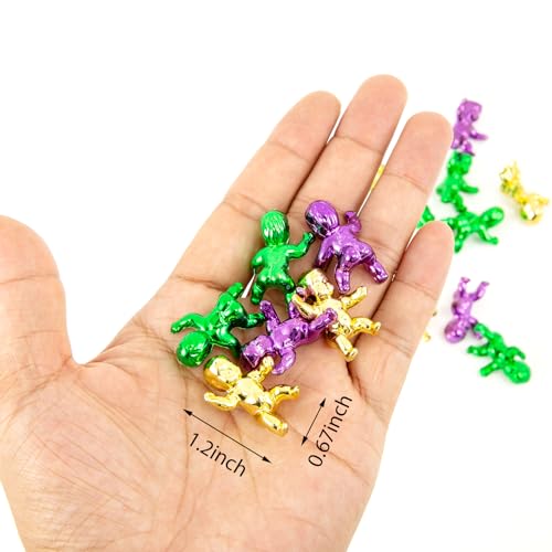 12 pcs Mardi Gras King Cake Babies - Colorful Plastic Figurines