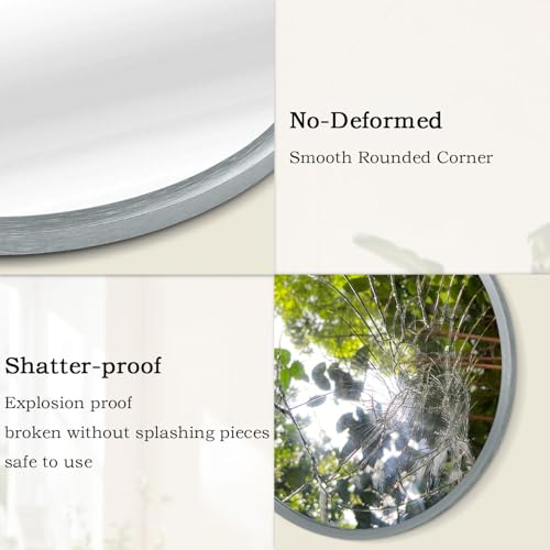 Round Framed Bathroom Mirror - Matte Deep Grey Aluminum - 24in