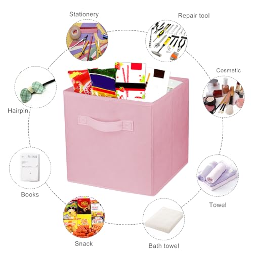Zuihug 10.5-Inch Collapsible Fabric Storage Cubes - Pink, Set of 2
