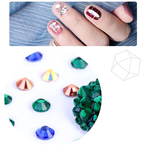 LOOKSEVEN 1728pcs Dark Blue Flatback Glass Nail Rhinestones 3D Crystals