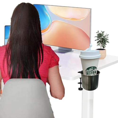 Stainless Steel Desk Cup Holder - Anti-Spill Clamp for Office & Gaming
