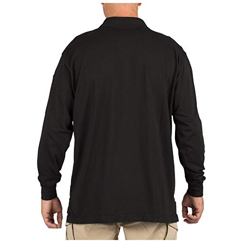 5.11 Men's Tactical Polo Long Sleeve Tshirt, Black, Medium