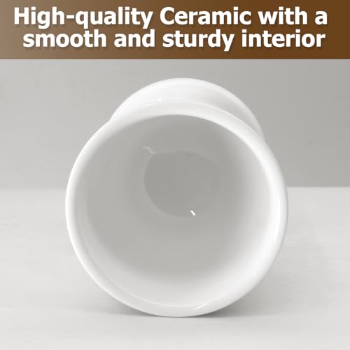 Kyuionty Ceramic Egg Cups - 2 Pcs White Porcelain Holders for Boiled Eggs