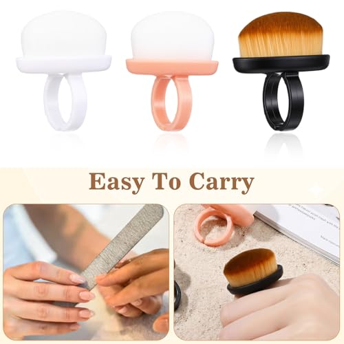 RAHHLIZS 3 Pcs Ring Nail Dust Brush Soft Fluffy Duster Tool for Manicure